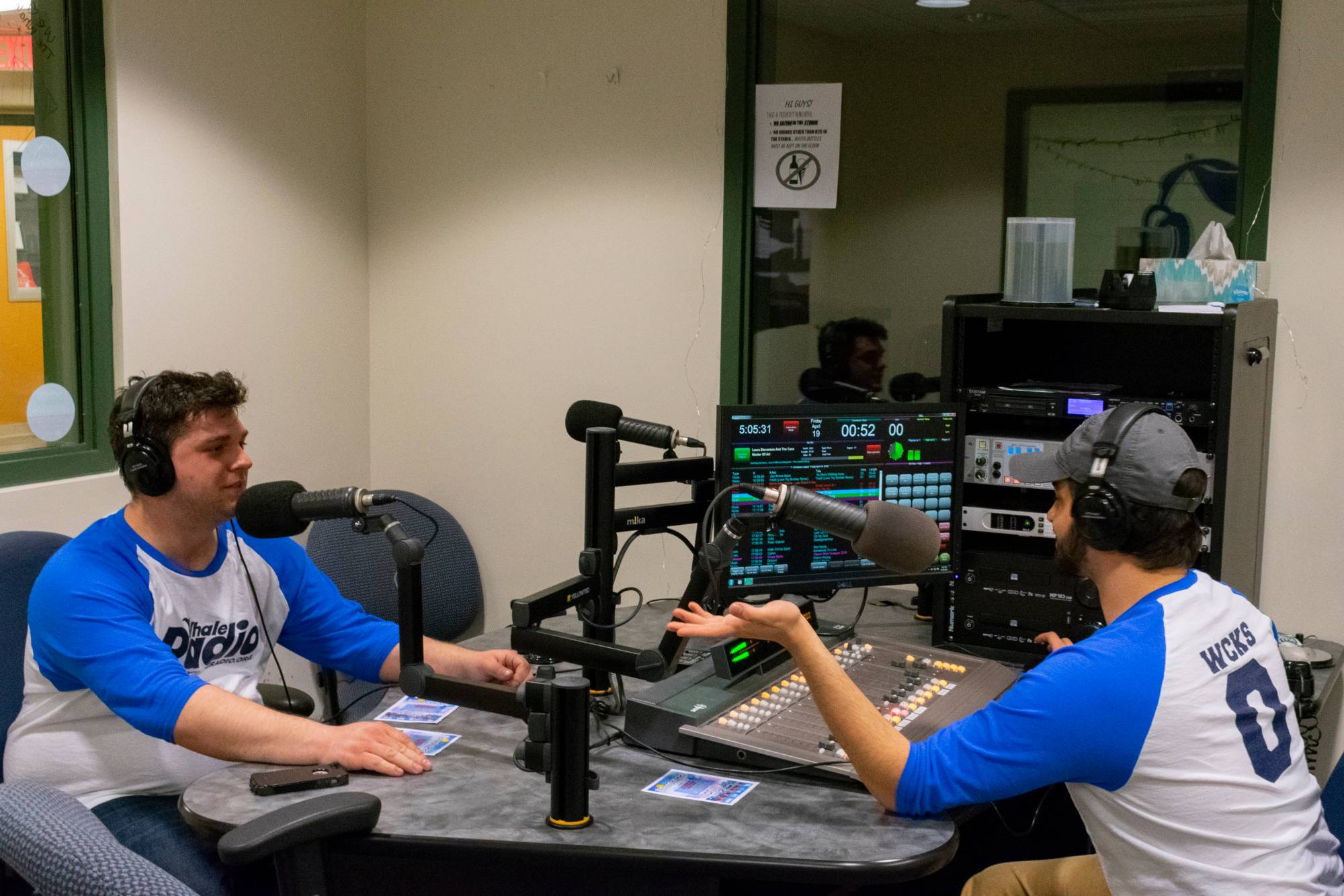 Two Students talking in a Radio Studio